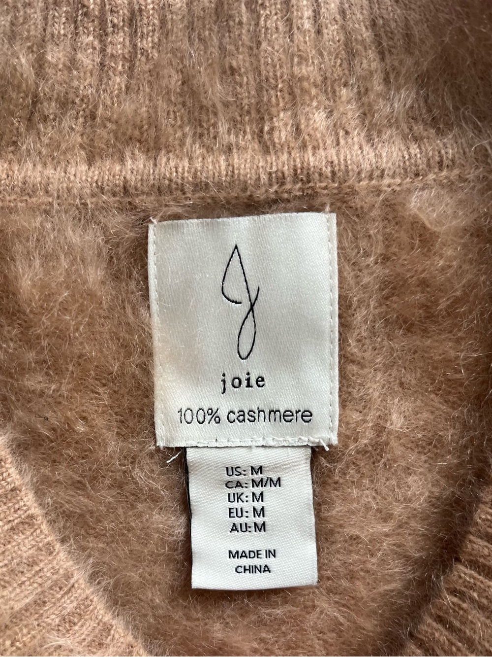 JOIE Beige Brushed Cashmere Short Sleeves Sweater Top Coffee Cafe Latte Toffee M - Picture 7 of 8